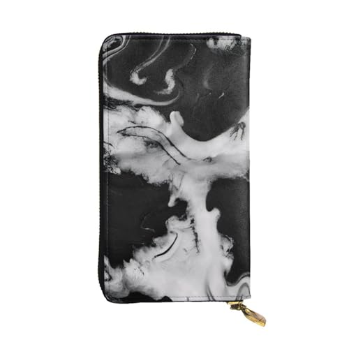 ELSMZXZD Marmor Textur Leder Geldbörse Lange Reißverschluss Geldbörse Karte Handy Halter Fall Clutch für Damen & Herren - PU Leder Damen Geldbörse Geldbörsen für Alltag Reise Arbeit Business, Größe 3D von ELSMZXZD