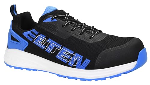 ELTEN Sicherheitsschuhe Batis Black-Blue Low ESD S1PL, Damen und Herren, Textil, Kunststoffkappe (Leichter als Stahlkappe), leicht, sportlich 45, Schwarz-Blau von ELTEN