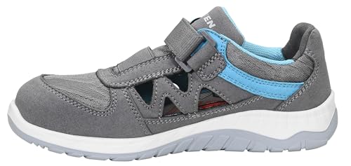 ELTEN Sicherheitsschuhe Maddie Grey Easy ESD S1P, Damen, Textil, Stahlkappe, leicht, sportlich Grau,Türkis 37 von ELTEN