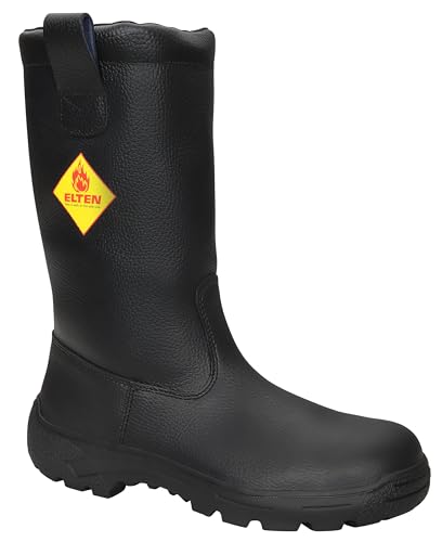 ELTEN Feuerwehrstiefel Master F2A, Damen und Herren, Leder, Stahlkappe, robust 45, Schwarz von ELTEN