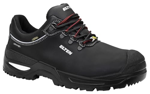 ELTEN Sicherheitsschuhe Francesco XXSG GTX Black Low ESD S3 CI, Damen und Herren, Leder, Stahlkappe, leicht, robust 48, Schwarz von ELTEN