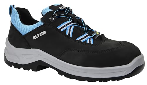 ELTEN Sicherheitsschuhe Lotte Aqua Low ESD S2, Damen, Leder/Textil, Stahlkappe, leicht, sportlich 40, Schwarz-Türkis von ELTEN