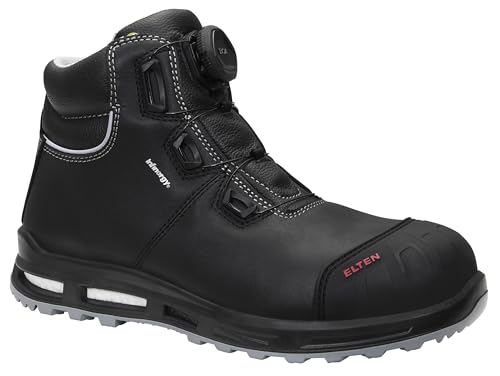 ELTEN Sicherheitsschuhe Reaction XXT Pro BOA Mid ESD S3S, Damen und Herren, Leder, Kunststoffkappe (Leichter als Stahlkappe), leicht, robust 45, Schwarz von ELTEN