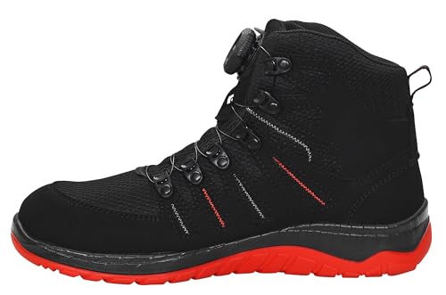 ELTEN Sicherheitsschuhe Maddox BOA black-red Mid ESD S3, Damen und Herren, Textil, Stahlkappe, leicht, sportlich Schwarz,Rot 37 von ELTEN