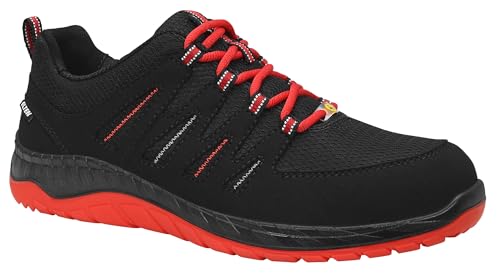 ELTEN Sicherheitsschuhe Maddox W Black-red Low ESD S3, Damen und Herren, Textil, Stahlkappe, leicht, sportlich, Schwarz/Rot Schwarz,Rot 45 von ELTEN