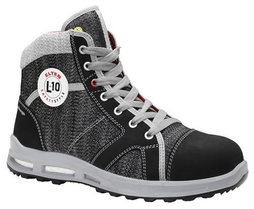 ELTEN Sicherheitsschuhe Sensation XXT Mid ESD S2, Damen und Herren, Leder/Textil, Kunststoffkappe (Leichter als Stahlkappe), leicht, sportlich 48, Schwarz von ELTEN