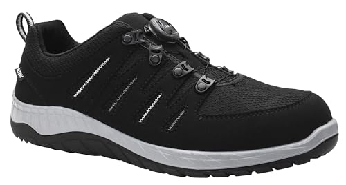 ELTEN Maddox BOA Black-Grey Low ESD S3S, Sicherheitsschuhe für Herren, leicht, Stahlkappe, Obermaterial: Textil, Innenfutter: Textil (atmungsaktiv), Gr. 43 von ELTEN