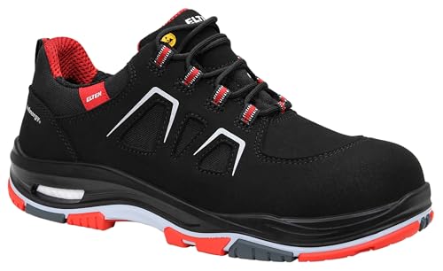 ELTEN Sicherheitsschuhe Alan XXTP Black-red Low ESD S3S, Damen und Herren, Textil, Kunststoffkappe, leicht, robust 39, Schwarz|Rot von ELTEN