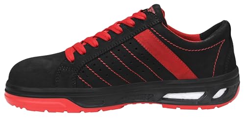 ELTEN Sicherheitsschuhe Breezer XX10 Low ESD S1, Damen und Herren, Leder, Stahlkappe, leicht, sportlich, Schwarz/Rot Schwarz,Rot 44 von ELTEN