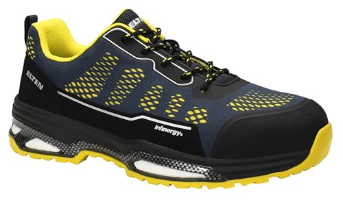 ELTEN Sicherheitsschuhe Corby XXE Blue Low ESD S1, Damen und Herren, Textil, Stahlkappe, leicht, sportlich 45, Blau-Schwarz-Gelb von ELTEN