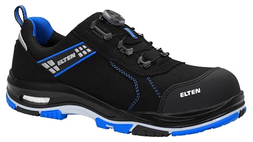 ELTEN Sicherheitshalbschuh IAN XXTP Pro BOA® Blue Low ESD S3S, Damen und Herren, Textil, Kunststoffkappe, leicht, klassisch, Schwarz/Blau 44, Schwarz-Blau von ELTEN