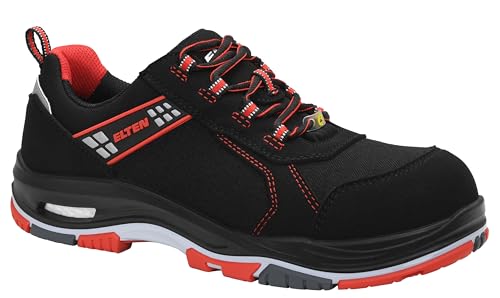 ELTEN Sicherheitsschuhe Ian XXTP red Low ESD S2, Damen und Herren, Textil, Kunststoffkappe, leicht, klassisch 40, Schwarz|Rot von ELTEN