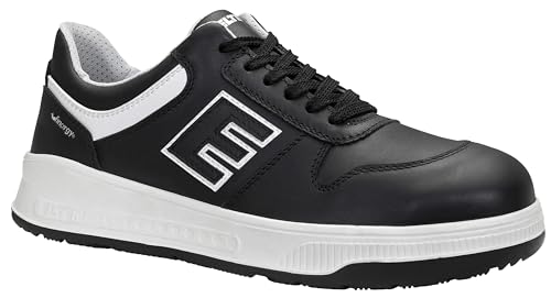 ELTEN Sicherheitshalbschuh JAMAIN XXST Black Low ESD S3S, Damen und Herren, Leder, Stahlkappe, leicht, sportlich, Schwarz/Weiß 47, Schwarz-Weiß von ELTEN