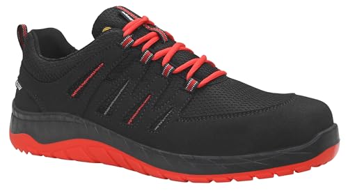 ELTEN Sicherheitshalbschuh Maddox Compo Black-red Low ESD S3S, Damen und Herren, Textil, Kunststoffkappe, leicht, sportlich, Schwarz/Rot 44, Schwarz-Rot von ELTEN