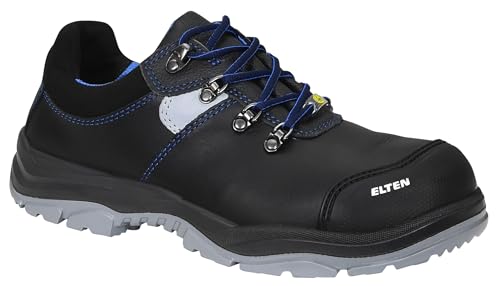 ELTEN Sicherheitsschuhe Mason Pro Low ESD S3 Typ 2, Damen und Herren, Leder, Stahlkappe, leicht, robust 48, Schwarz|Blau von ELTEN