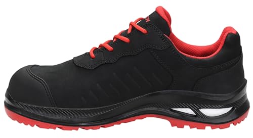 ELTEN Sicherheitsschuhe Stewart XXG Pro GTX Black-red Low ESD S3 HI CI, Damen und Herren, Leder, Kunststoffkappe (Leichter als Stahlkappe), leicht, klassisch, Schwarz/Rot von ELTEN