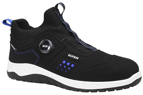 ELTEN Sicherheitshalbschuh Sloan BOA® Black Low ESD S3S, Damen und Herren, Textil/Textil, Stahlkappe, leicht, sportlich, Schwarz 47, Schwarz-Weiß von ELTEN