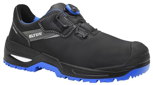 ELTEN Sicherheitsschuhe Stefano XXSG BOA Black-Blue Low ESD S3S, Damen und Herren, Leder, Stahlkappe, leicht, robust 41, Schwarz-Blau von ELTEN
