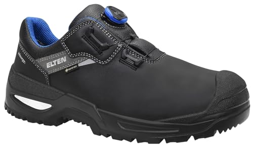 ELTEN Sicherheitsschuhe Stefano XXSG BOA GTX Black-Blue Low ESD S3S, Damen und Herren, Leder, Stahlkappe, leicht, robust 42, Schwarz-Blau von ELTEN