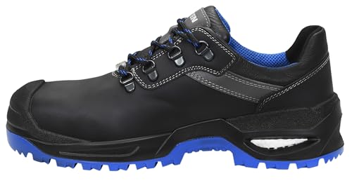 ELTEN Sicherheitsschuhe Stefano XXSG Black-Blue Low ESD S3, Damen und Herren, Leder, Stahlkappe, leicht, robust, Schwarz/Blau, Größe: 42 von ELTEN