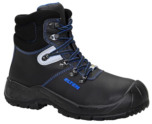 ELTEN Sicherheitsschuhe Alessio Steel Rubber NW Mid ESD S3, Damen und Herren, Leder, Stahlkappe, leicht, robust, Schwarz/Blau, Größe: 41 von ELTEN