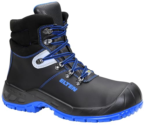 ELTEN Sicherheitsschuhe Alessio Steel XXW Mid ESD S3, Damen und Herren, Leder, Stahlkappe, leicht, robust 43, Schwarz-Blau von ELTEN