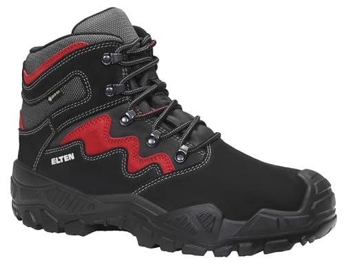 ELTEN Sicherheitsschnürstiefel Mick GTX Black-red Mid ESD S3S WR CI, Damen und Herren, Leder/Textil, Stahlkappe, leicht, klassisch, Schwarz/Rot 40, Schwarz-Rot von ELTEN