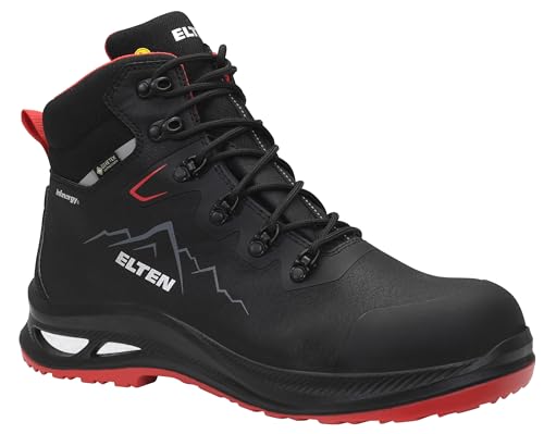 ELTEN Sicherheitsschnürstiefel Nolan XXG GTX Black-red Mid ESD S3S WR HI CI, Herren, Textil, Stahlkappe, leicht, klassisch, Schwarz/Rot 39, Schwarz-Rot von ELTEN