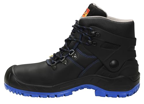 ELTEN Sicherheitsschuhe Renzo Biomex GTX Blue Mid ESD S3, Damen und Herren, Leder, Stahlkappe, robust Schwarz,Blau 47 von ELTEN