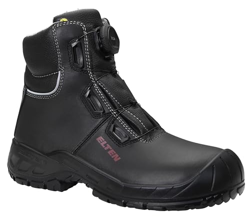 ELTEN Sicherheitsschuhe LAURENZO BOA Mid ESD S3, Damen und Herren, Leder, Stahlkappe, leicht, robust, Schwarz, Größe: 39 von ELTEN