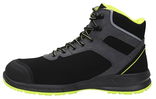 ELTEN Sicherheitsschuhe Loan XXSports Pro black-lime Mid ESD S3, Damen und Herren, Textil, Stahlkappe, leicht, sportlich Schwarz,Grün 46 von ELTEN