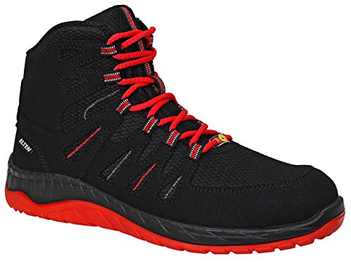 ELTEN Sicherheitsschuhe MADDOX black-red Mid ESD S3, Damen und Herren, Textil, Stahlkappe, leicht, sportlich, Schwarz/Rot, Größe: 35 von ELTEN