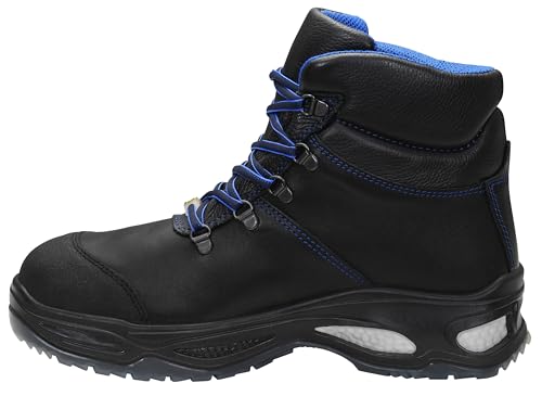 ELTEN Sicherheitsschuhe Milton Mid ESD S3, Damen und Herren, Leder, Stahlkappe, leicht, robust, Schwarz/Blau Schwarz,Blau 41 von ELTEN