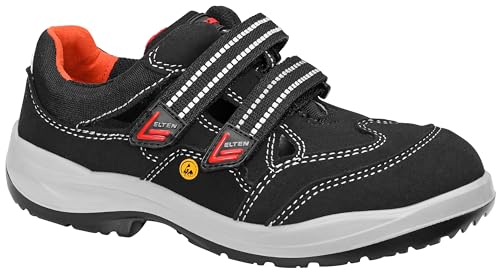 ELTEN Sicherheitsschuhe Maja Easy ESD S1P, Damen, Textil, Stahlkappe, leicht, sportlich 41, Schwarz-Rot von ELTEN