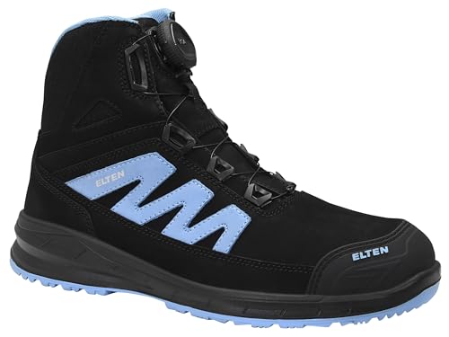 ELTEN Sicherheitsschuhe Marten XXSports Pro BOA Black-Blue Mid ESD S3S, Damen und Herren, Leder, Stahlkappe, leicht, sportlich 35, Schwarz|Blau von ELTEN