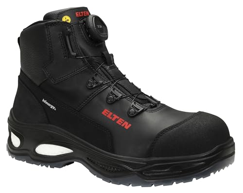 ELTEN Sicherheitsschuhe Miles BOA Mid ESD S3, Damen und Herren, Leder, Kunststoffkappe (Leichter als Stahlkappe), klassisch 40, Schwarz|Grau von ELTEN