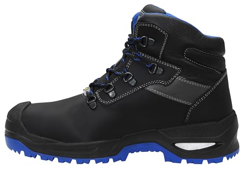 ELTEN Sicherheitsschuhe Stefano XXSG Black-Blue Mid ESD S3, Damen und Herren, Leder, Stahlkappe, leicht, robust, Schwarz/Blau Schwarz,Blau 42 von ELTEN