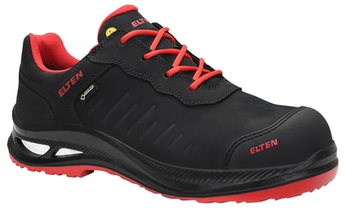 ELTEN Sicherheitsschuhe Stewart XXG Pro GTX Black-red Low ESD S3 HI CI, Damen und Herren, Leder, Kunststoffkappe (Leichter als Stahlkappe), leicht, klassisch 44, Schwarz-Rot von ELTEN