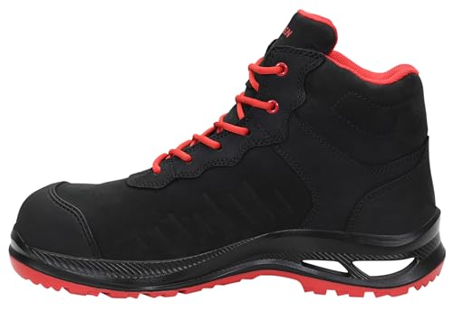 ELTEN Sicherheitsschuhe Stewart XXG Pro GTX Black-red Mid ESD S3 HI CI, Herren, Leder, Kunststoffkappe (Leichter als Stahlkappe), leicht, klassisch, Schwarz/Rot, Größe: 45 von ELTEN