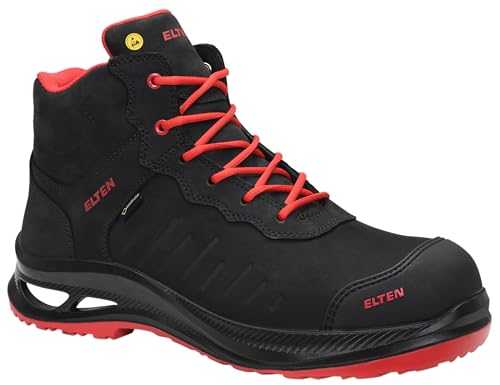 ELTEN Sicherheitsschuhe Stewart XXG Pro GTX black-red Mid ESD S3 HI CI, Damen und Herren, Leder, Kunststoffkappe (leichter als Stahlkappe), leicht, klassisch Schwarz,Rot 46 von ELTEN