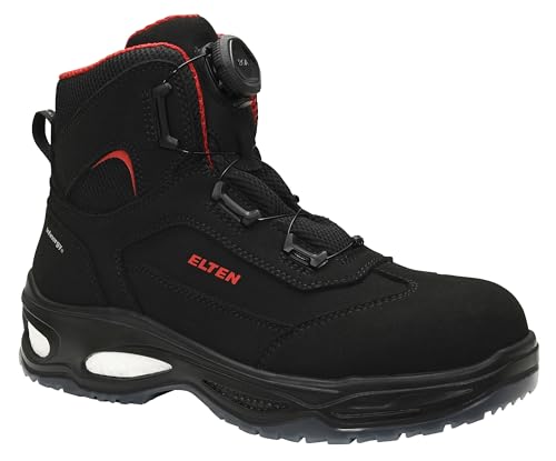 ELTEN Sicherheitsschuhe Owen BOA Black Mid ESD S2, Damen und Herren, Textil, Kunststoffkappe (Leichter als Stahlkappe), leicht, klassisch 42, Schwarz von ELTEN