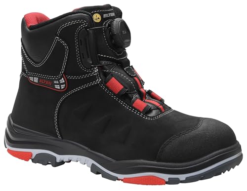 ELTEN Sicherheitsschuhe Till BOA EA Mid ESD S3S Typ 1, Damen und Herren, Leder, Stahlkappe, leicht, sportlich 43, Schwarz von ELTEN