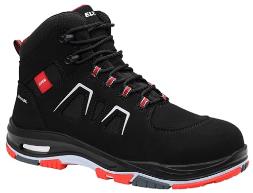 ELTEN Sicherheitsschuhe Alan XXTP Black-red Mid ESD S3S, Damen und Herren, Textil, Kunststoffkappe, leicht, robust 36, Schwarz-Rot von ELTEN
