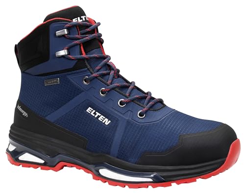ELTEN Sicherheitsschuhe Bente XXE GTX Blue Mid ESD S3, Damen und Herren, Textil, Stahlkappe, leicht, sportlich 45, Blau-Schwarz-Rot von ELTEN