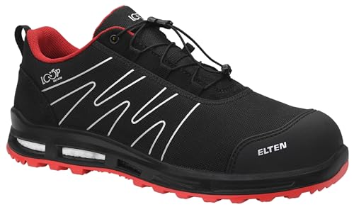 ELTEN Sicherheitsschuhe Enno XXT Pro Low ESD S3S, Herren, Textil, Kunststoffkappe mit Anteilen aus recycelten Materialien, sportlich 46, Schwarz-Rot von ELTEN