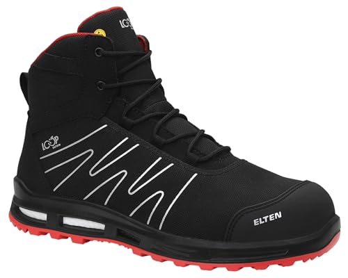ELTEN Sicherheitsstiefel Enno XXT Pro Mid ESD S3S, Damen und Herren, Textil/Textil, Kunststoffkappe, leicht, sportlich, Schwarz/Rot 42, Schwarz-Rot von ELTEN