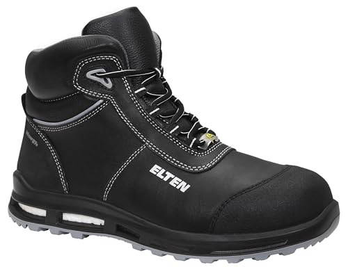 ELTEN Sicherheitsschuhe Reaction XXT Mid ESD S3, Damen und Herren, Leder, Kunststoffkappe (Leichter als Stahlkappe), leicht, robust 45, Schwarz-Grau von ELTEN