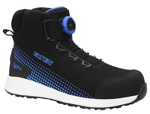 ELTEN Sicherheitsstiefel JORAN BOA® Blue Mid ESD S3L, Damen und Herren, Textil, Kunststoffkappe, leicht, sportlich, Schwarz/Blau 37, Schwarz-Blau von ELTEN