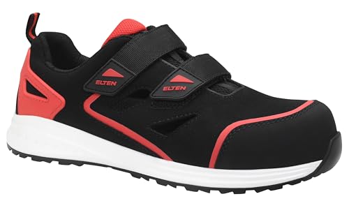 ELTEN Sicherheitssandale JORAN red Easy ESD S1PL, Damen und Herren, Textil, Kunststoffkappe, leicht, sportlich, Schwarz/Rot 48, Schwarz-Rot von ELTEN