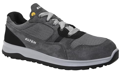 ELTEN Sicherheitsschuhe Journey Grey Low ESD S1, Damen und Herren, Leder/Textil, Stahlkappe, leicht, sportlich 40, Grau-Schwarz von ELTEN